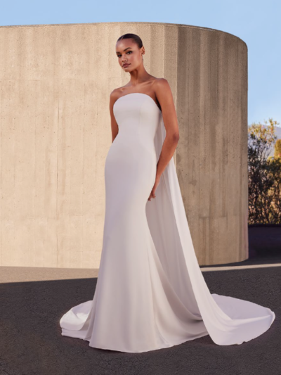 Crepe mermaid strapless wedding dress Bridal Shop North Yorkshire