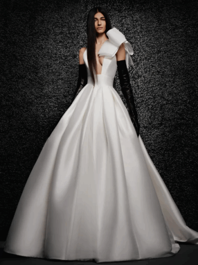 Princess Mikado wedding dress with V-neck by Vera Wang X Pronovias Bridal Shop Northallerton Off the Peg North Yorkshire