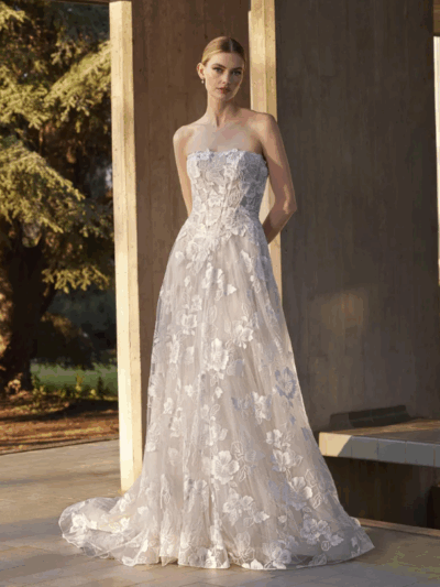 Lace princess strapless wedding dress Bridal Shop North Yorkshire