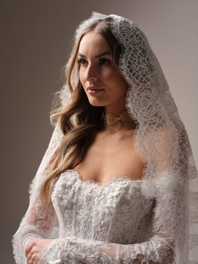 Vintage royal length mantilla veil with Chantilly lace edge Bridal Accessories North Yorkshire