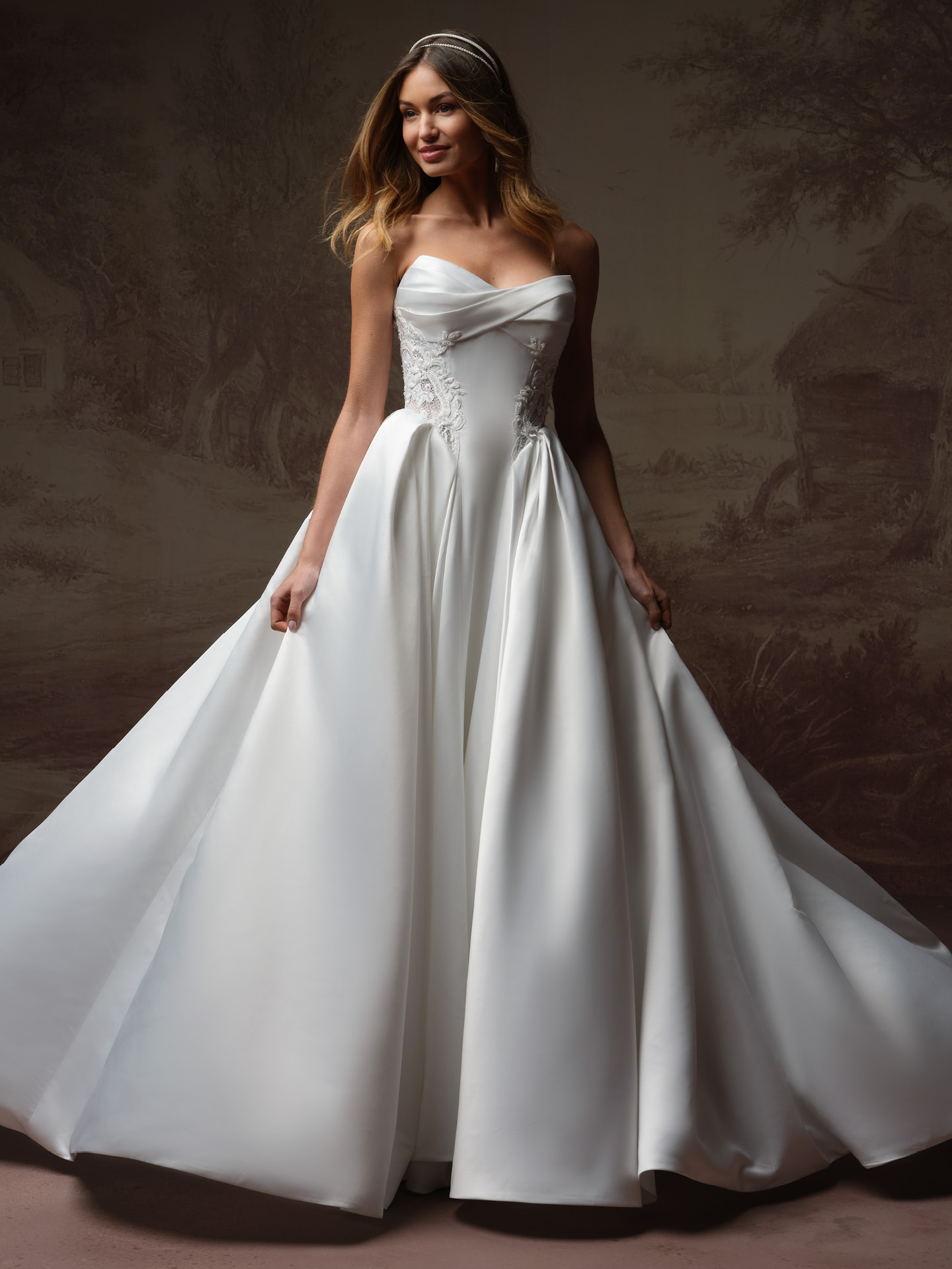 Rebecca Ingram Gigi enchanting deep waist 3-D floral wedding gown Plus Size Wedding Dress Bridal Shop Curvy Teesside