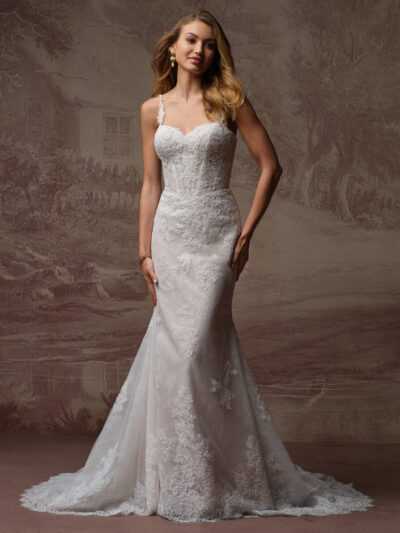 Feminine Chantilly lace sweetheart neckline wedding dress Bridal Shop York