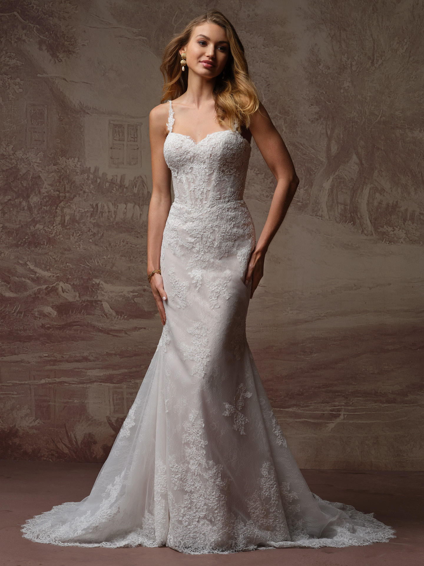 Feminine Chantilly lace sweetheart neckline wedding dress Bridal Shop York